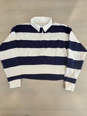 Aerie Women's Striped Rugby Pullover - Navy & White Sz S Fits M $59